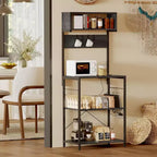 59 Kitchen Bakers Rack with Power Outlet & USB Ports, 5-Tier Rolling Storage Shelf with s-Hooks, Microwave Stand, Adjustable Shelves